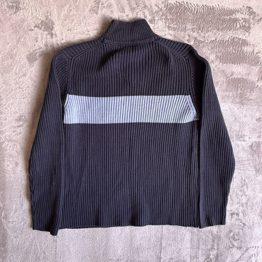 Polo Jeans Co Ralph Lauren Mens XL‎ Navy Blue Ribbed Cotton Quarter Zip Sweater